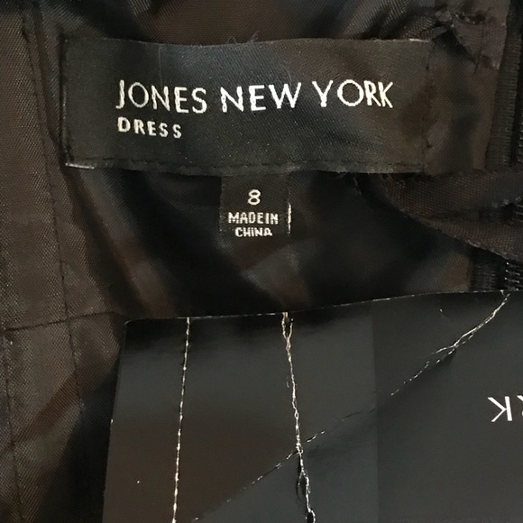 NEW JONES NY 100% SILK HALTER MIDI DRESS BLACK SIZE 8 - Picture 8 of 11